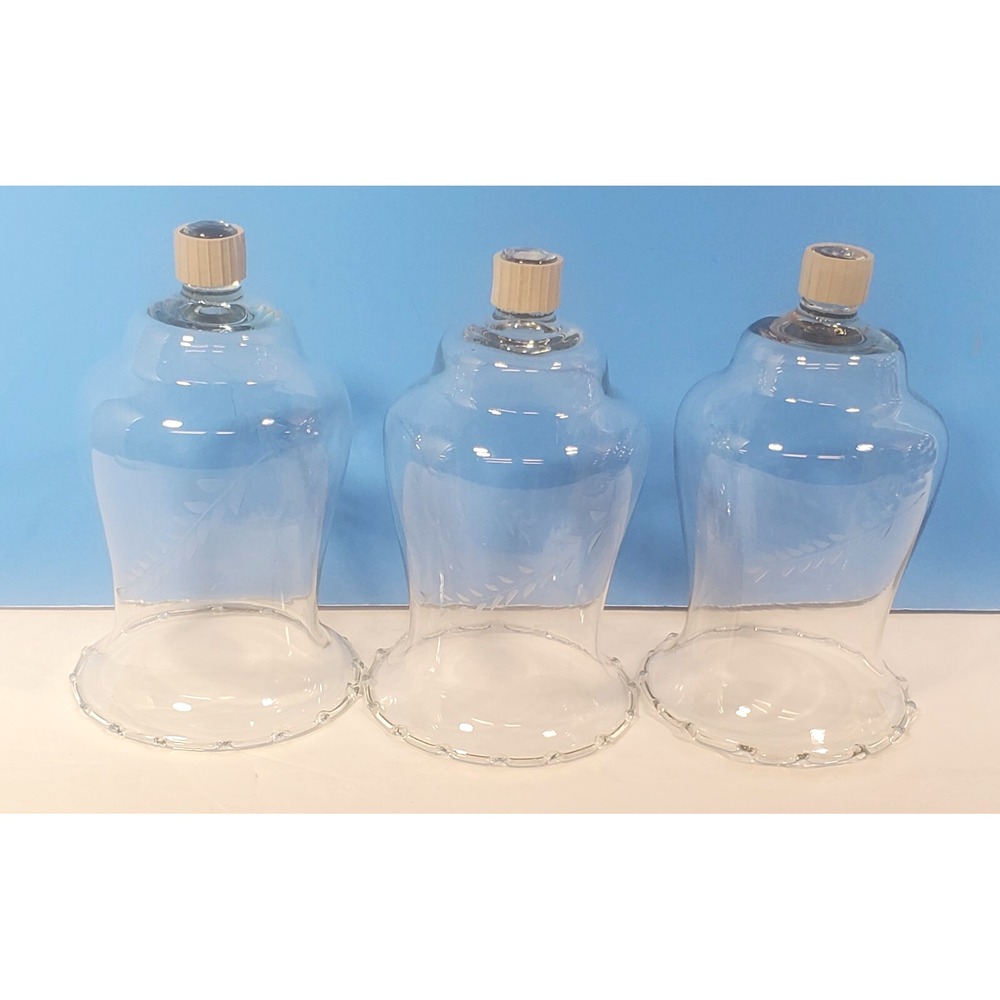 Votive Cups  Etched Wheat Glass Peg Candles Home Interiors Set of 3 -B11